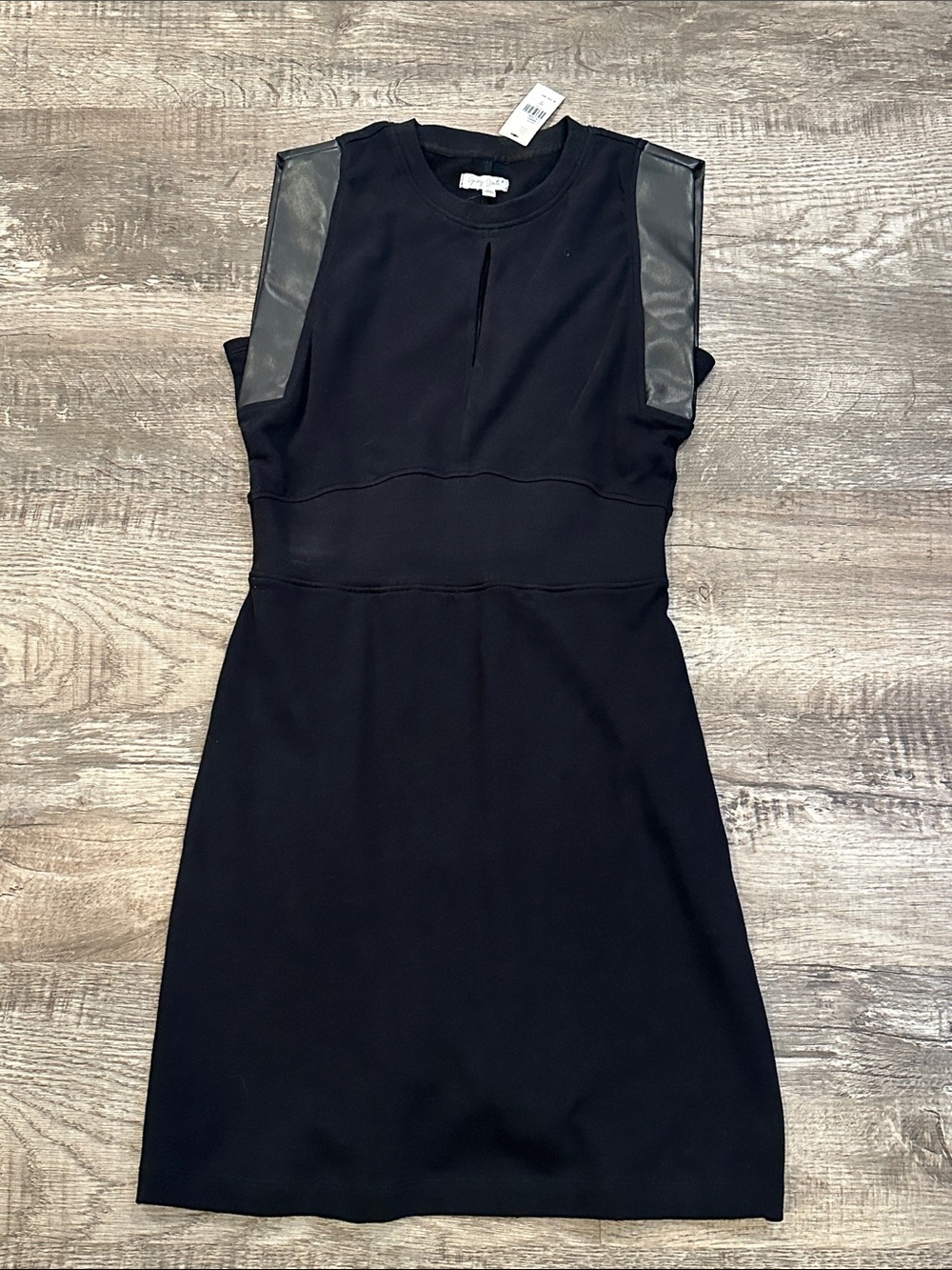 Grey State Black Mini‎ Dress with Faux-Leather Shoulder Panels Small NWT